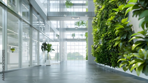 Green technology implementation in an office building, focusing on energy efficiency and sustainable operations