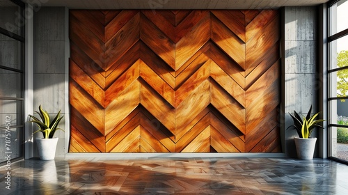 3D illustration wooden pattern wall