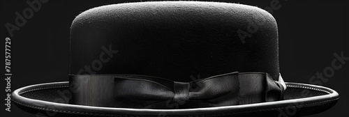 A Stylish Black Bowler Hat -Isolated with Clipp, A photo of a close up of a stylish bowler hat 