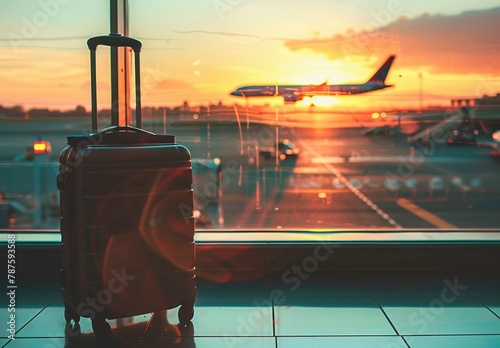 A baggage or luggage of passenger at the airport while waiting for departure flight