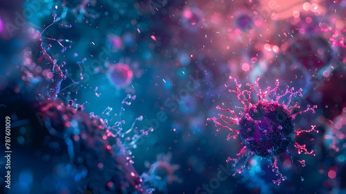 Detailed visualization of virus particles in a microscopic view