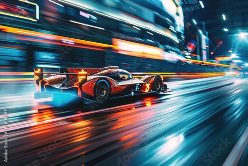 a camera toss image of a racing car