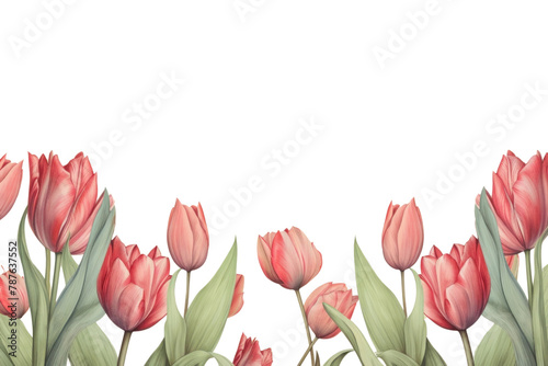 PNG Realistic vintage drawing of tulip border backgrounds flower plant