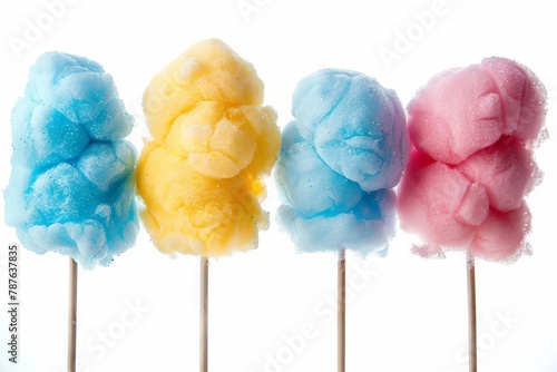 colorful cotton candy collection isolated on white background food photography