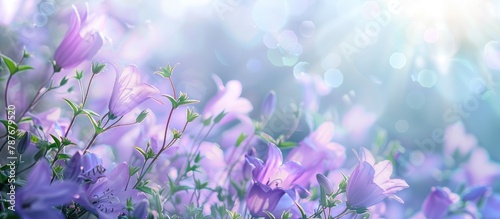 A lovely spring backdrop featuring a bunch of campanula flowers.