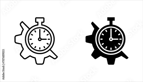 time management icon set. Cogwheel clock dial, development process logo, vector illustration on white background
