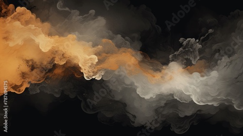 Abstract background in Chinese ink style with a black background and brown colors