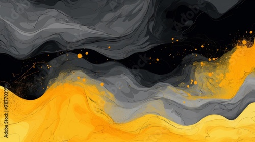 black background with an orange, yellow, and yellow color, in the style of rough