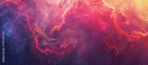 Vibrant hues fill the cosmic expanse, dotted with sparkling stars and ethereal nebulas in a mesmerizing display