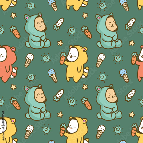seamless pattern with cute animal