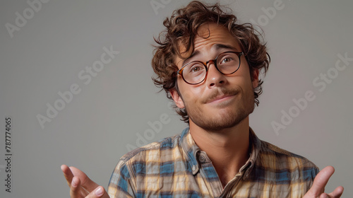 Man Wearing Glasses Making Gesture With Hands