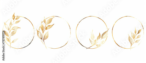 three oval gold leaf frames with a white background