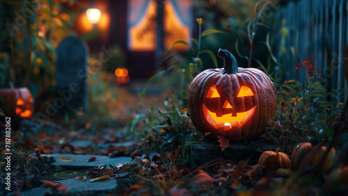Spooky Splendor: Halloween Decorations in Sunset Gradient