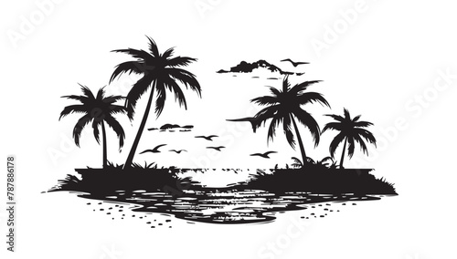 tropical island with trees 