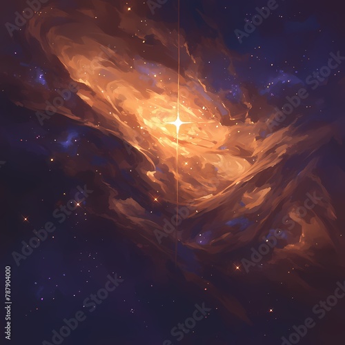 Voyage through the Stellar Vistas: An Artistic Rendering of a Gaseous Nebula with Sun-like Star at its Center