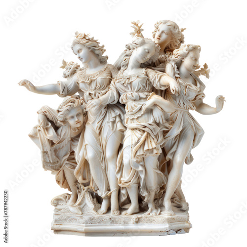 Muses of Rococo Art isolated on transparent png.