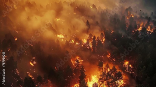 Aerial view forest fires, fire looks