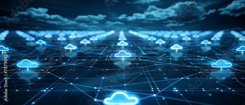 A global setup highlights the efficiency and connectivity of a digital cloud network with high speed data transfers