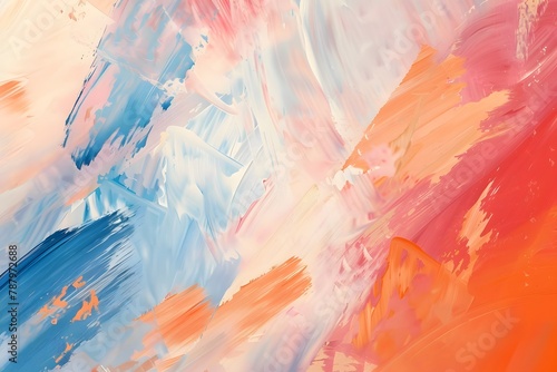 Abstract painting with strokes of warm and cool tones, evoking a sense of blended emotions and harmony.
