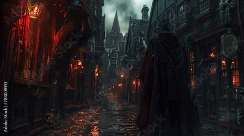 A darkened alley where a young wizard harnesses digital energy, fashionforward dark magic attire, 3DCG ,3DCG,high resulution,clean sharp focu