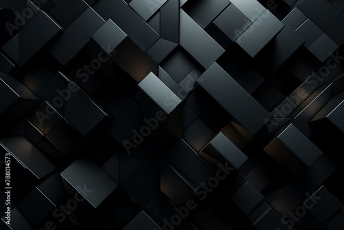 Generative AI of black geometric background.