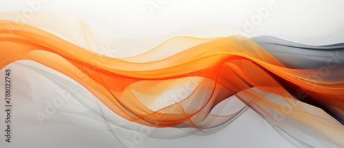 Minimalist abstract streaks in bright orange against a subdued gray backdrop