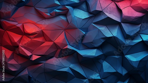 Overlapping 3D digital polygons in vibrant colors, creating a layered depth