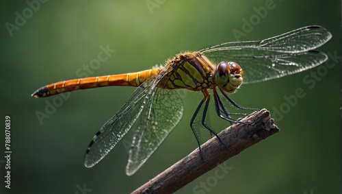 Beautiful dragonfly sitting on a branch