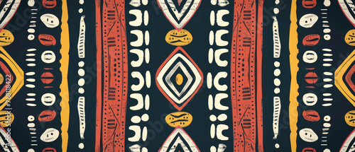 Traditional African fabric tribal geometric style texture ornament pattern created with Generative AI Technology