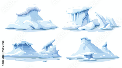Set of Four snow caps and snowdrifts different shapes
