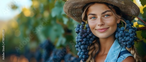 Vintner's Joy: A portrait amidst the vines. Concept Vineyard Portrait, Winery Photoshoot, Grapevine Elegance, Wine Country Photography