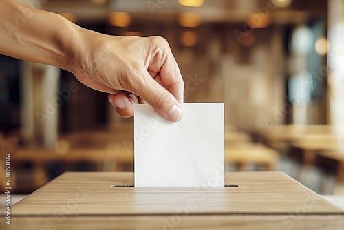 Hand putting a ballot paper into a ballot box, elections, poll, election process
