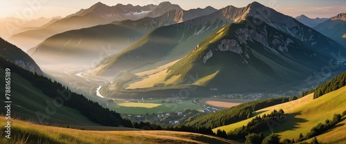 Serene Nature Views in Slovakia, beautiful landscape, Watercolor Style
