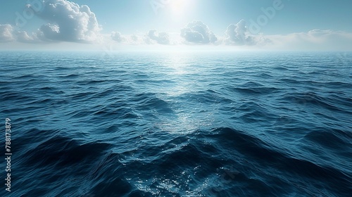 Seascape with a calm ocean horizon. AI generate illustration