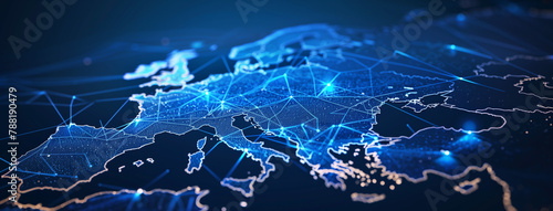 abstract background, World map Abstract digital map of Western Europe, concept of European global network and connectivity, data transfer and cyber technology, Ai