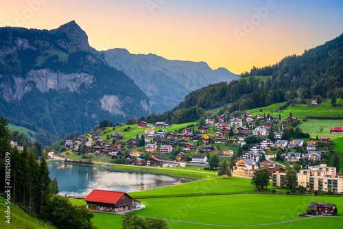 Engelberg, Switzerlan with Eugenisee Lake and alps