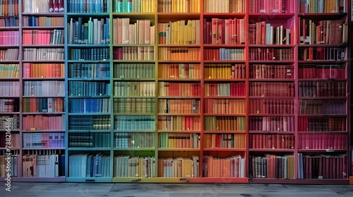 Rainbow Spectrum Bookcase - Organized Home Library. Concept Home Library, Rainbow Colors, Book Organization, Interior Design