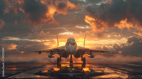 A 5th generation fighter plane of the Israeli Air Force on ground display at Hatzerim Air Force Base at sunset