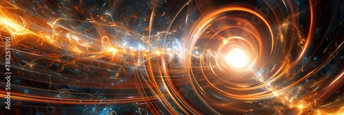 A swirling vortex of light and dark in a space background, AI