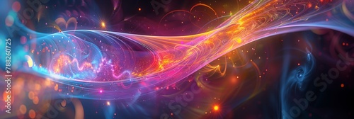 A colorful abstract image of a swirling vortex with bright lights, AI