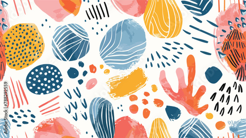 Abstract seamless pattern with hand drawn textures 