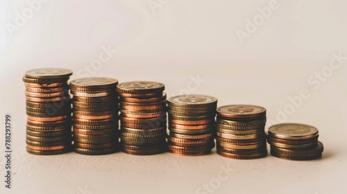 A stack of coins arranged in ascending order, showcasing the value of each denomination in the currency system.