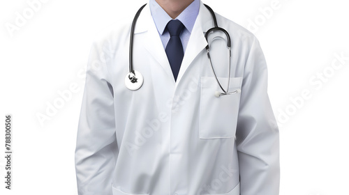 Doctor's White Coat Isolated on White Background: PNG File for Medical Designs, Hand Edited Generative AI