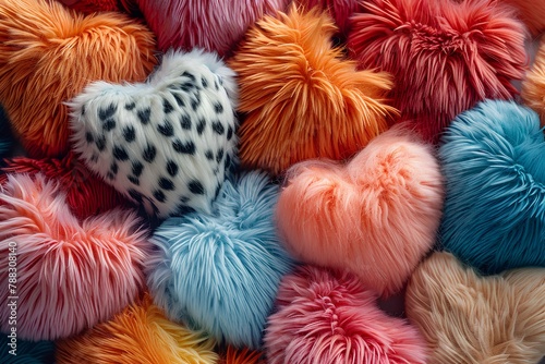 A pile of fuzzy pom poms sitting on top of each other