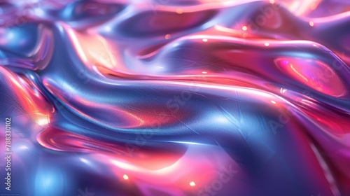 d render abstract background iridescent holographic foil metallic texture ultraviolet wavy wallpaper fluid ripples liquid metal surface esoteric aura spectrum bright hue colorsphoto illustration
