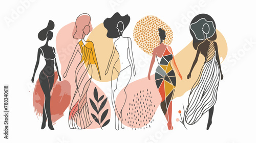 Abstract female silhouettes. Graceful posing faceless