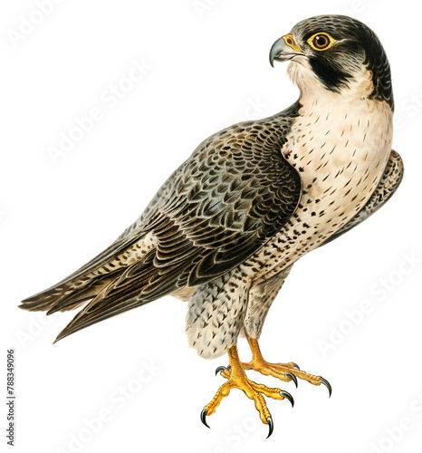 Png sticker peregrine falcon bird hand drawn