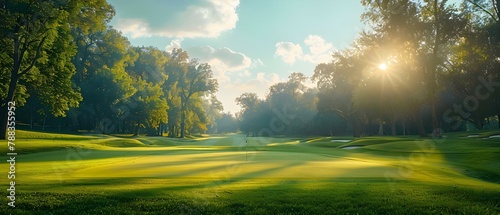 Serene Golf Greens at Sunset. Concept Sunset Photoshoot, Golf Course Views, Nature Photography, Peaceful Landscape
