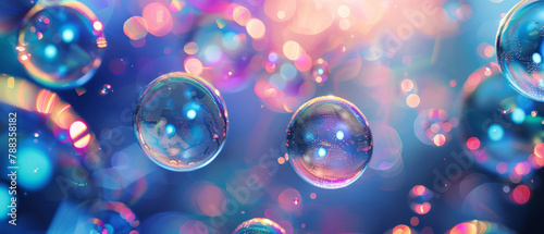 A colorful image of three bubbles floating in the air