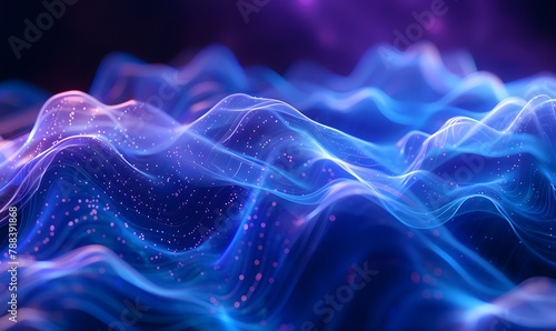 Abstract background with blue-purple swings and sparkles in the dark